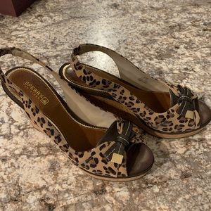 Sperry Topsider Leopard Wedges - Size 8.5
